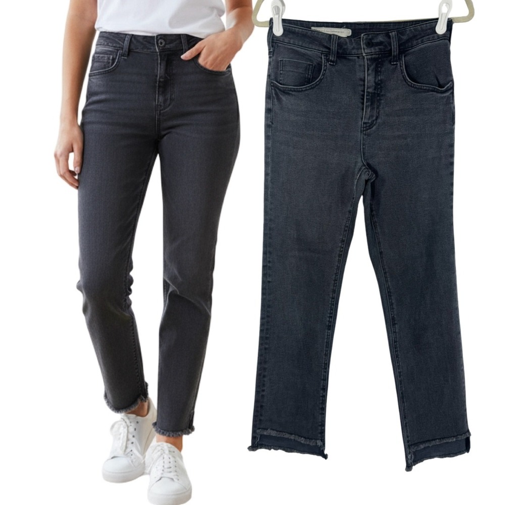 Pilcro Anthropologie Jeans Frayed Hem Dark Gray  Wash‎ Ankle Denim size 27